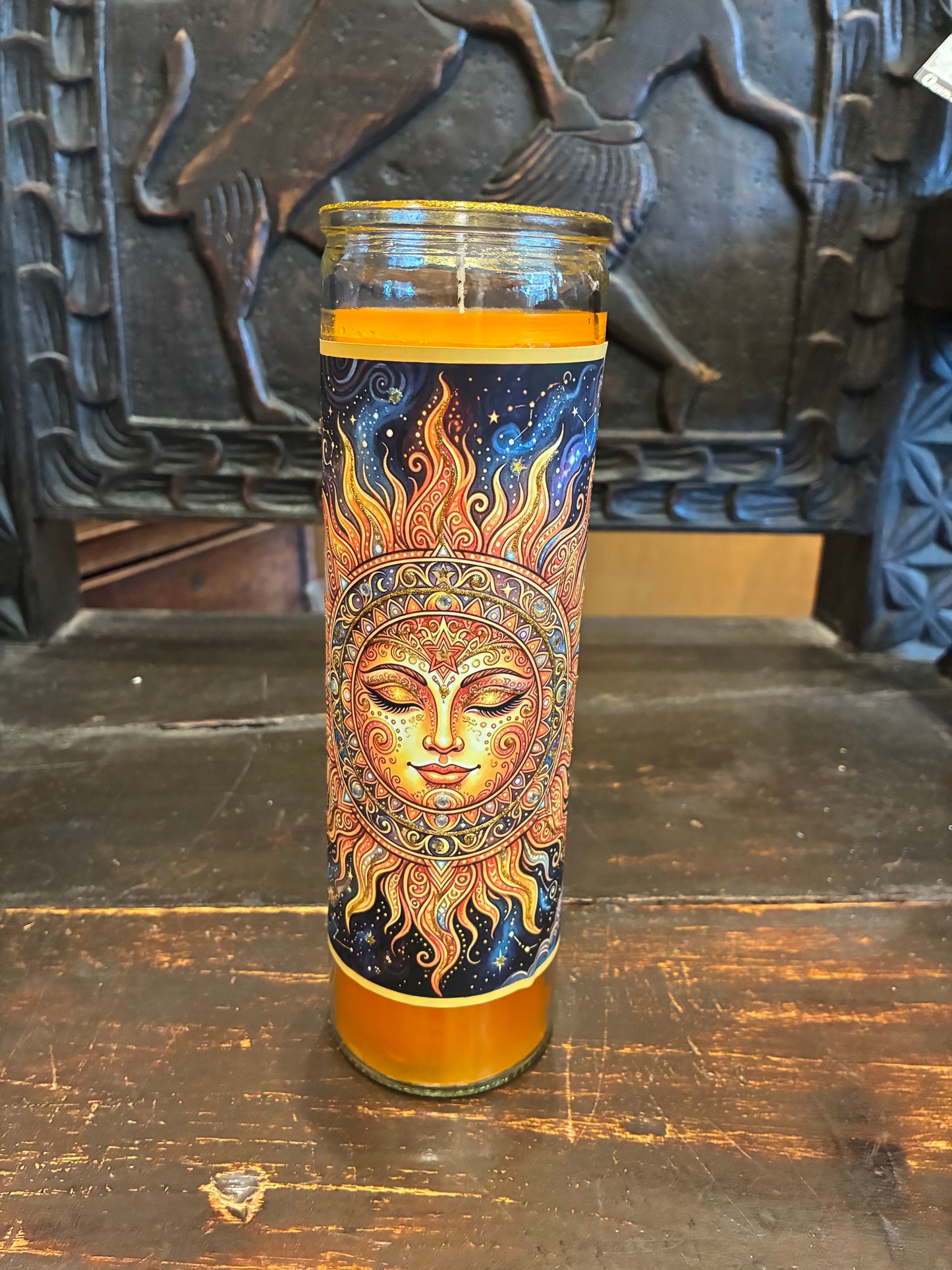 Summer Solstice Sun Glitter Candle