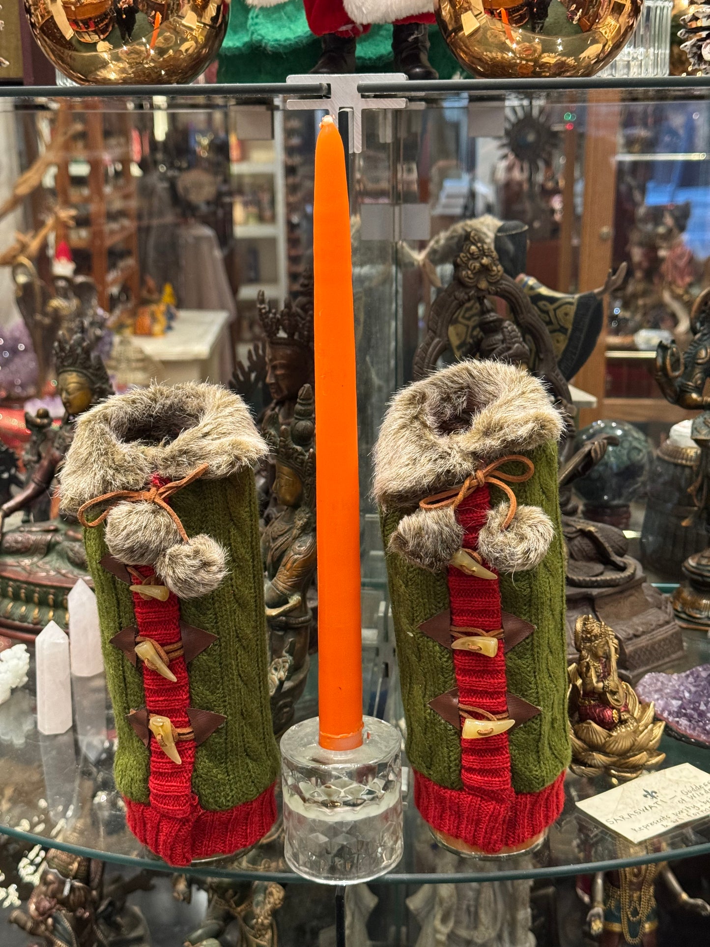 Orange Taper Candle - hand dipped