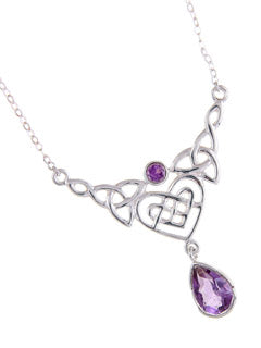 Heart Shaped Celtic Amethyst Necklace