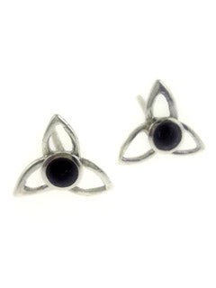 Celtic Knotted Sterling Stud Earrings with Faceted Amethyst