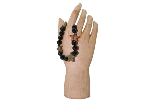 Black Onyx and Unakite Stars Bracelet