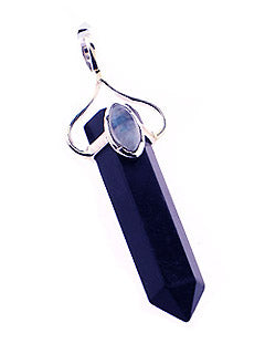 Black Tourmaline and Moonstone Pendant