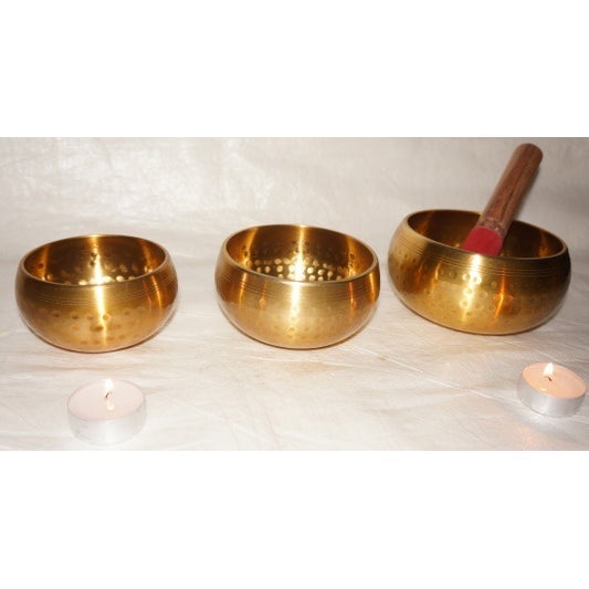 Brass Singing Bowl spotted 3 pc set