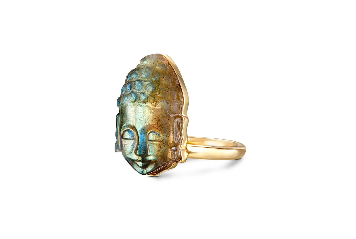 Labradorite Buddha Carved Minimalist Ring