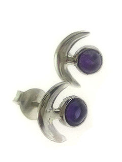 Witches Night Sterling Stud Earrings with Amethyst