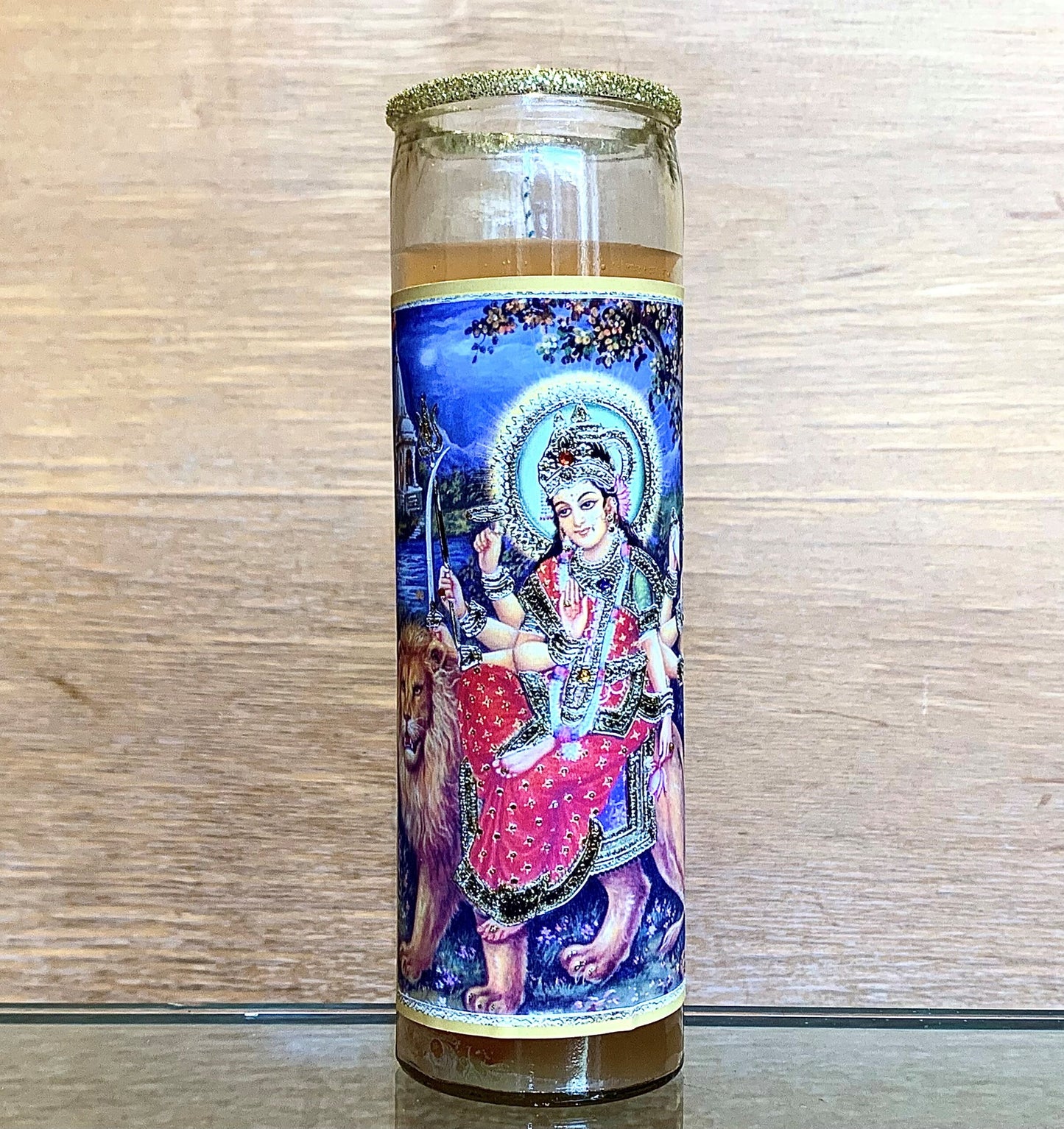 Durga Seated Glitter Candle