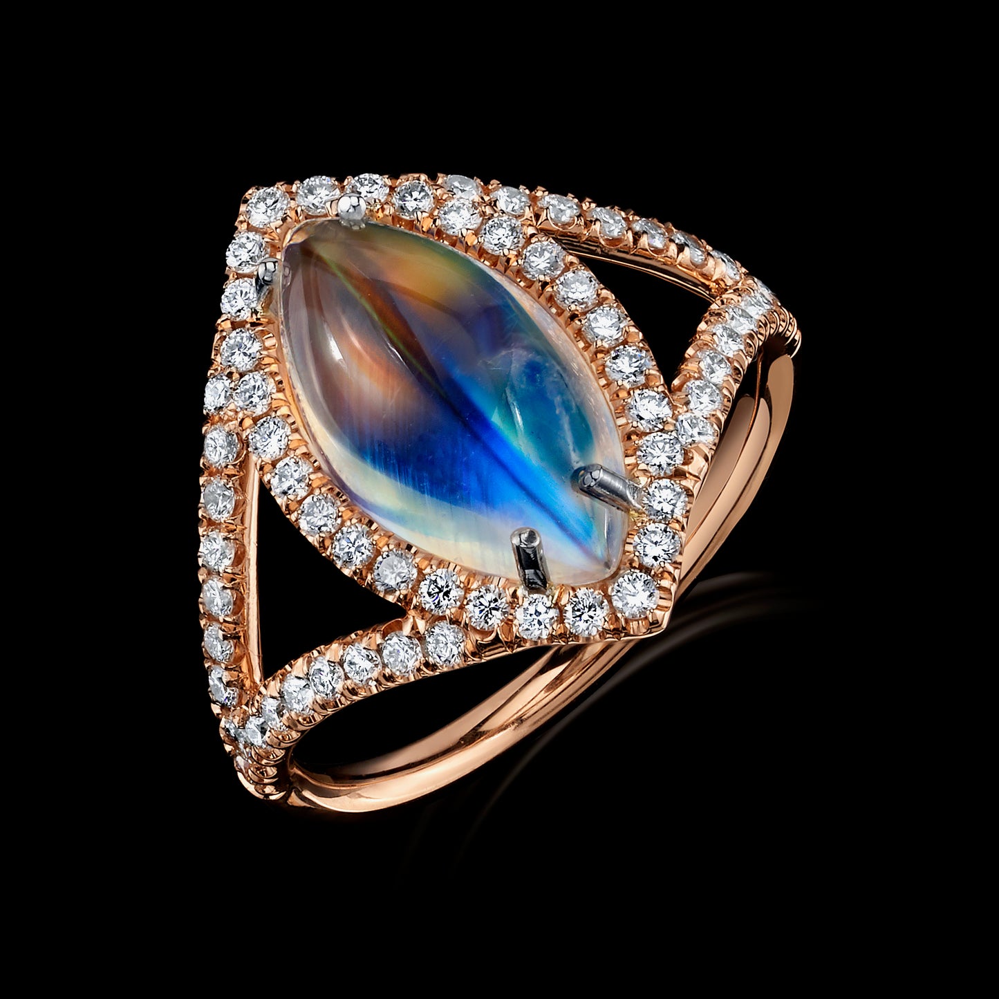 Evil Eye Moonstone Diamond Ring (Available on line only.)