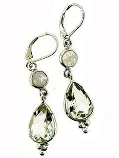 Green Amethyst Moonstone Drop Earring Set