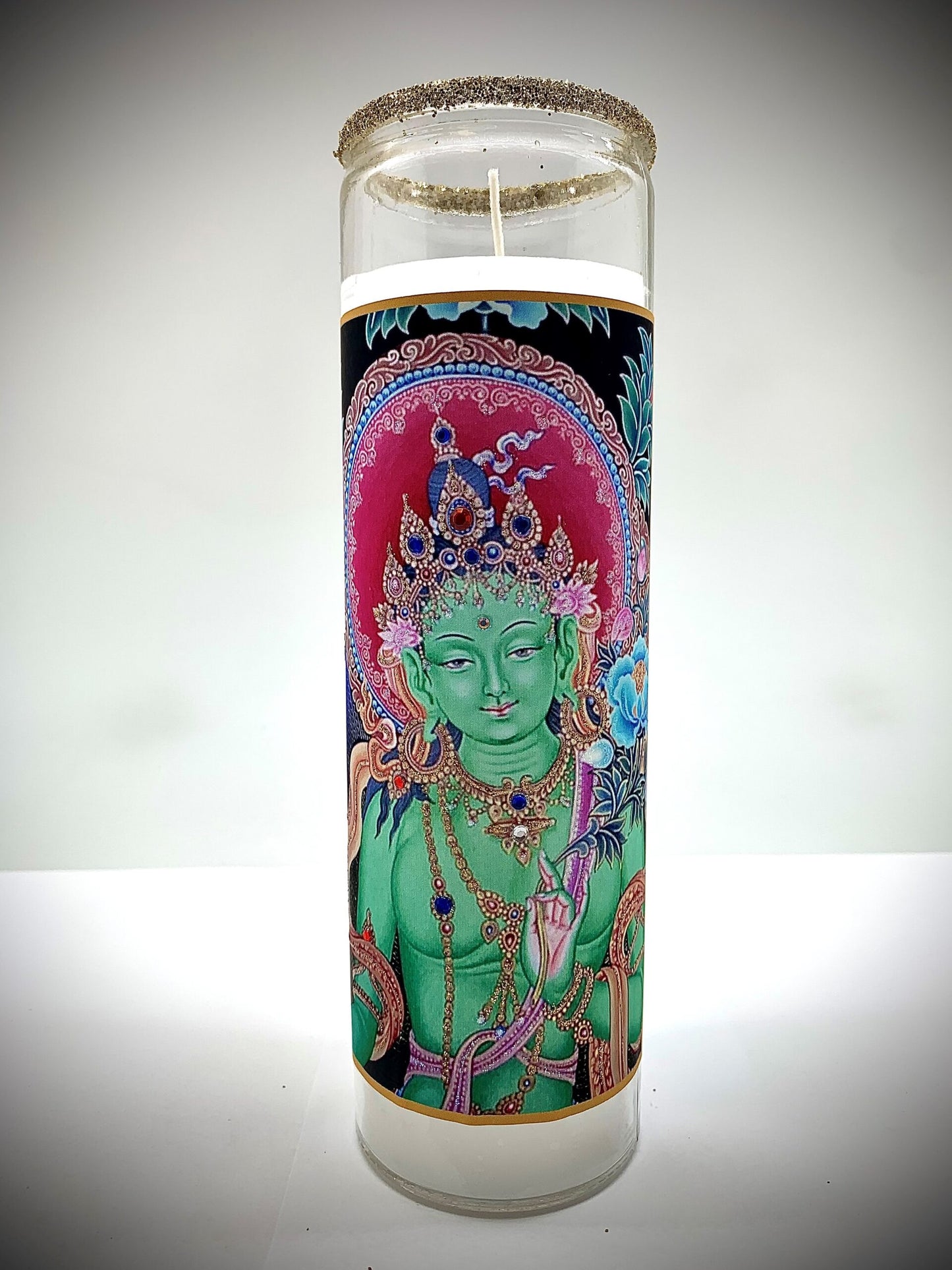 Green Tara Glitter Candle