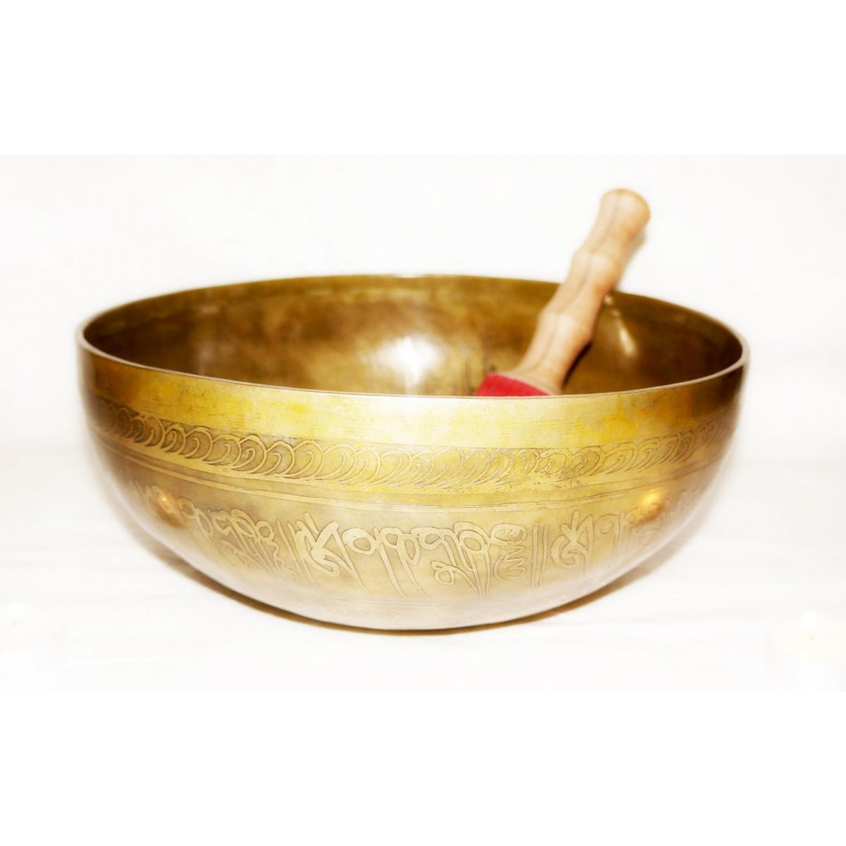 HAND BEATEN BRASS CARVED SINGING BOWL