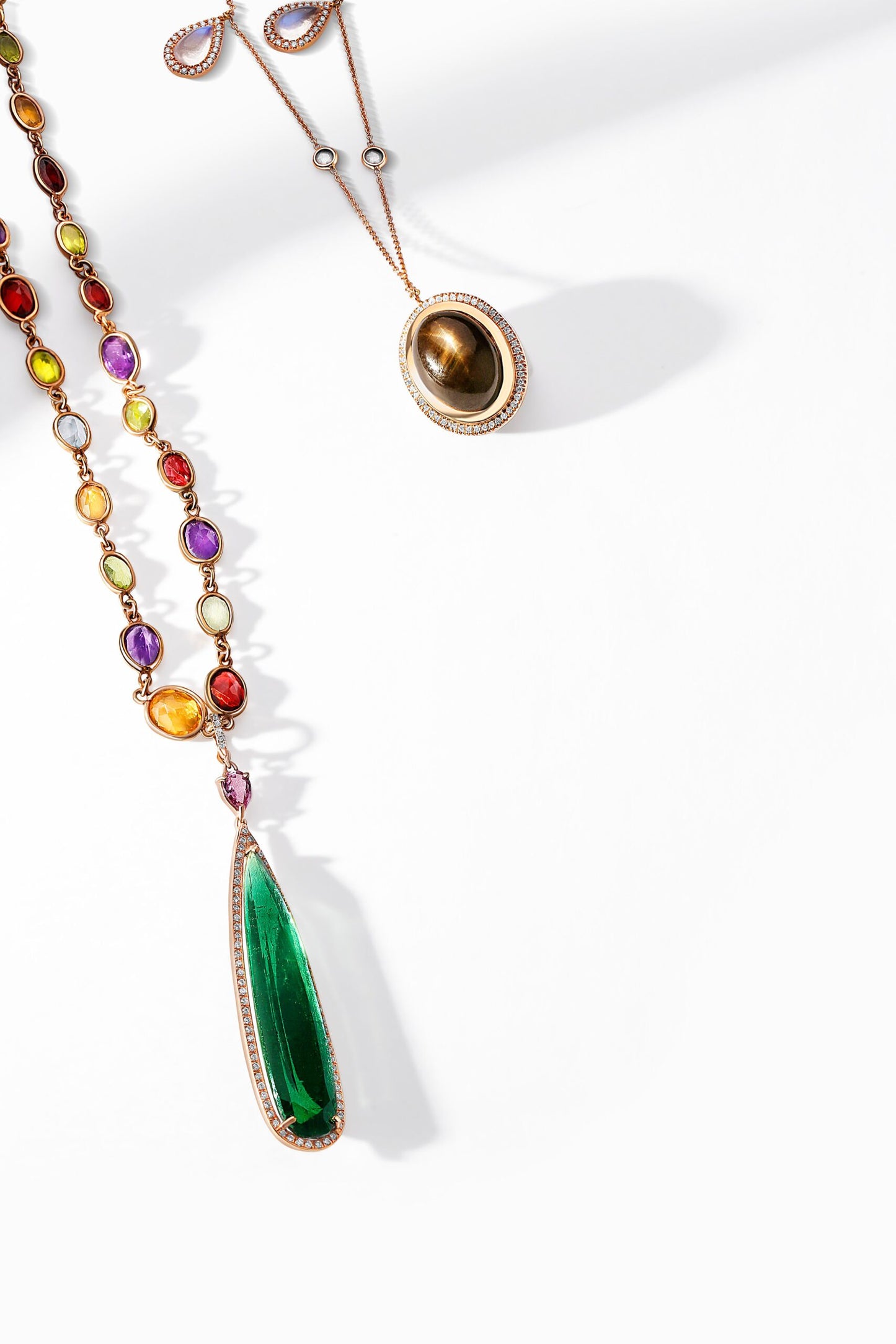 Bi-Color Pear Shape Tourmaline in Rose Gold and Diamond Frame