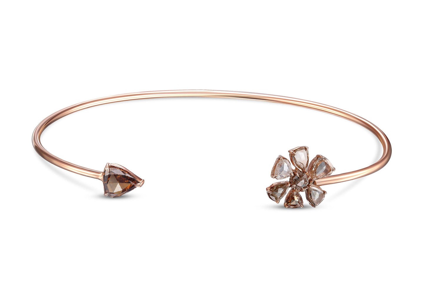 Rose Cut Multi-Colored Diamond Bangle