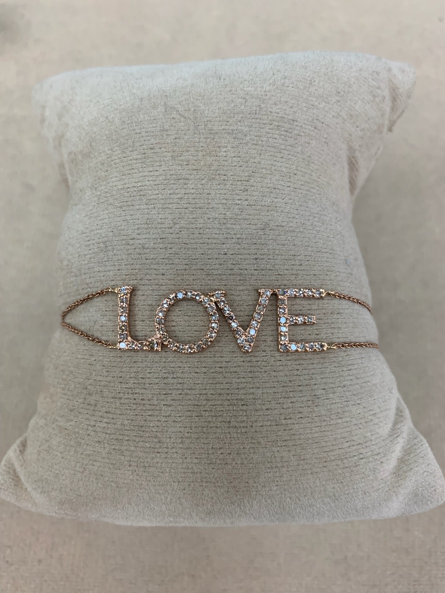 Love Diamond and 14 Karat Gold Bracelet