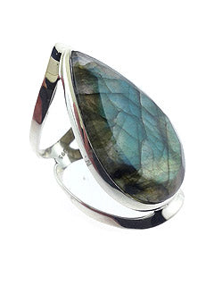 Faceted Labradorite Open Band Ring