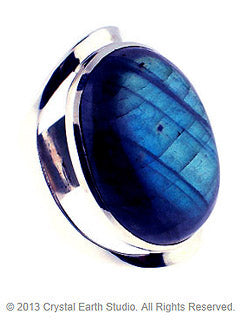 Large Labradorite Moon Styled Ring