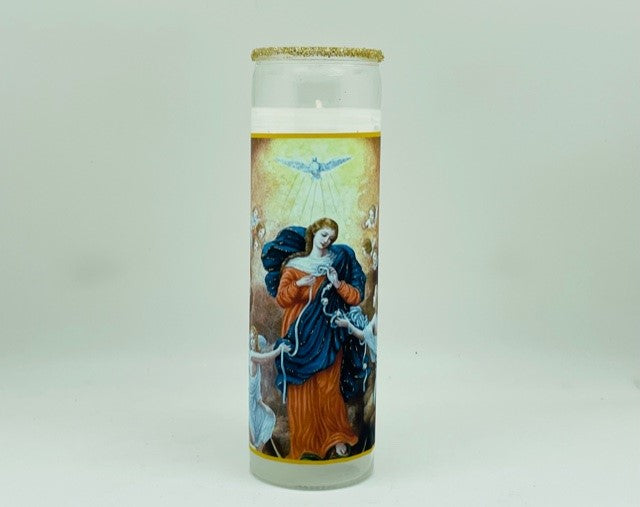 Mary Undoer of Knots Glitter Candle