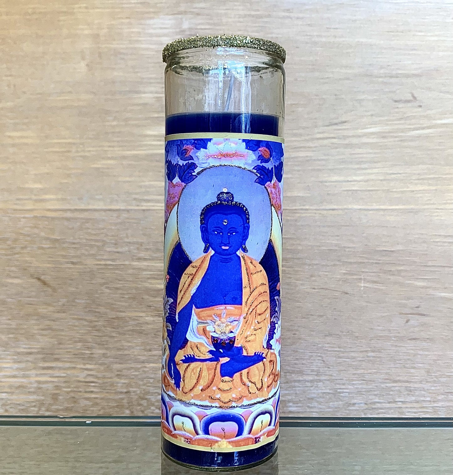 Medicine Buddha Glitter Candle