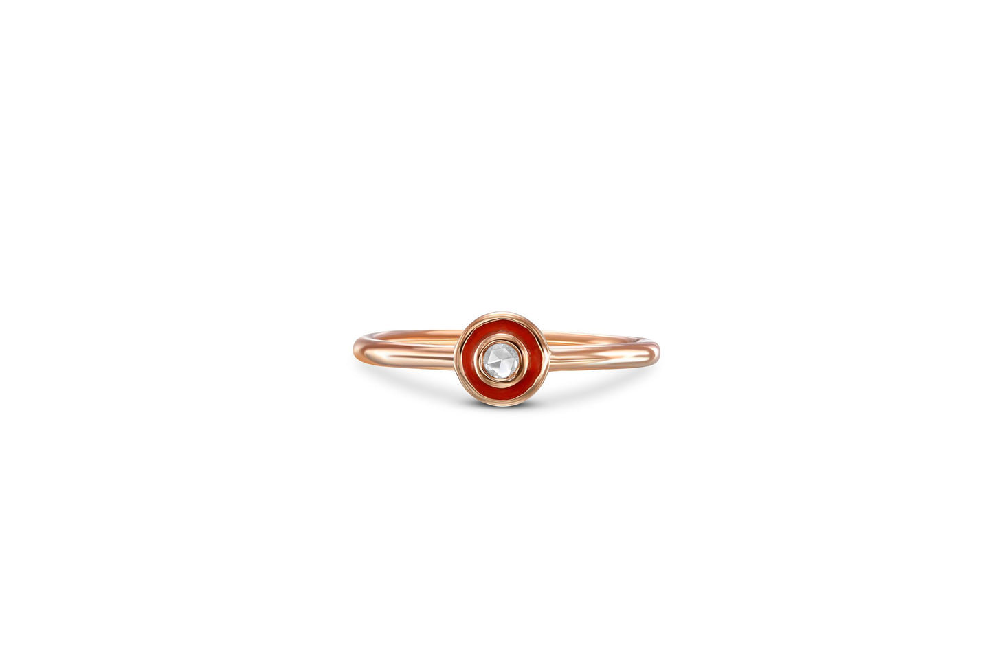 Rose-Cut Enamel Stacking Ring 18k Rose Gold 