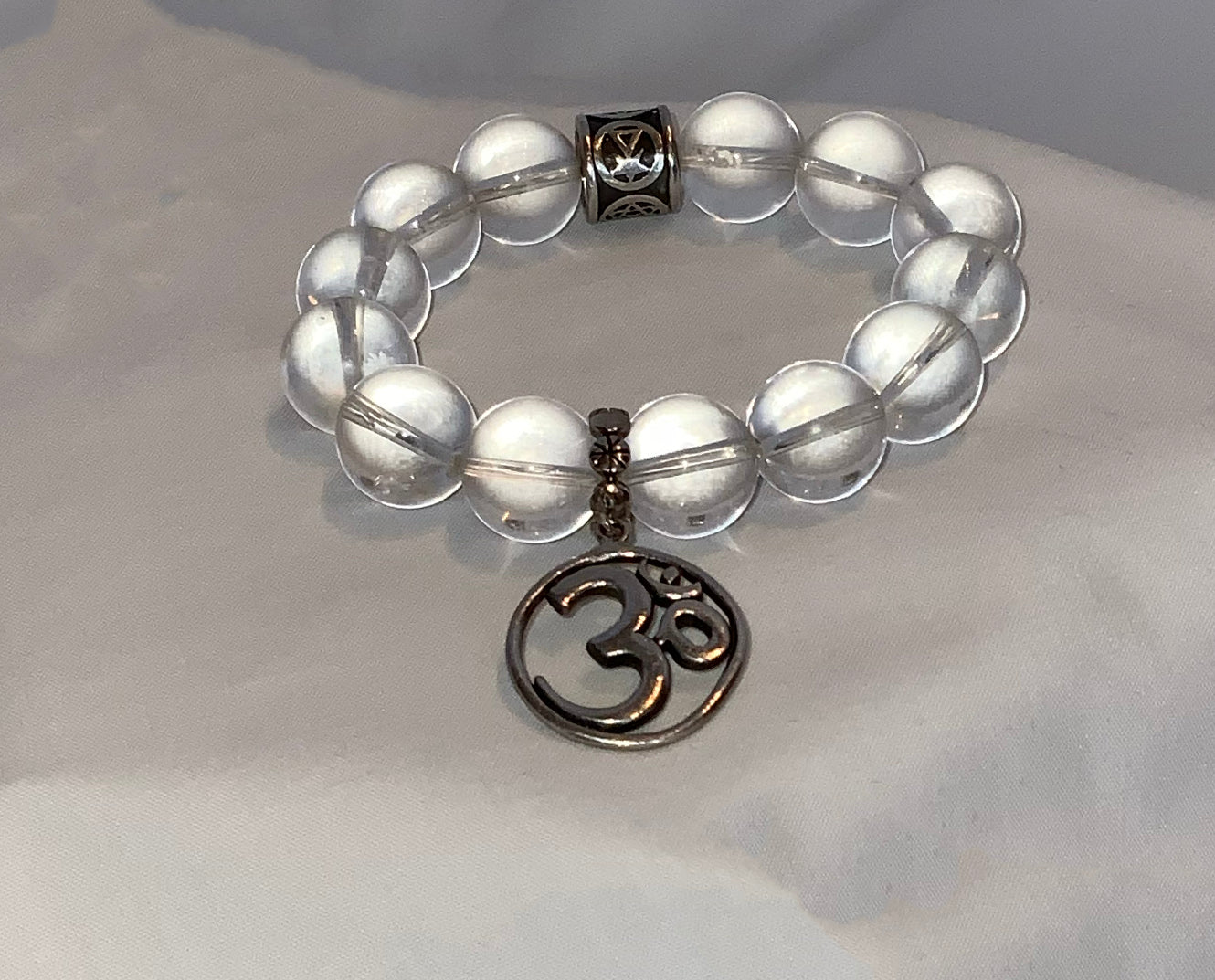 Quartz Crystal Bracelet with Om Charm