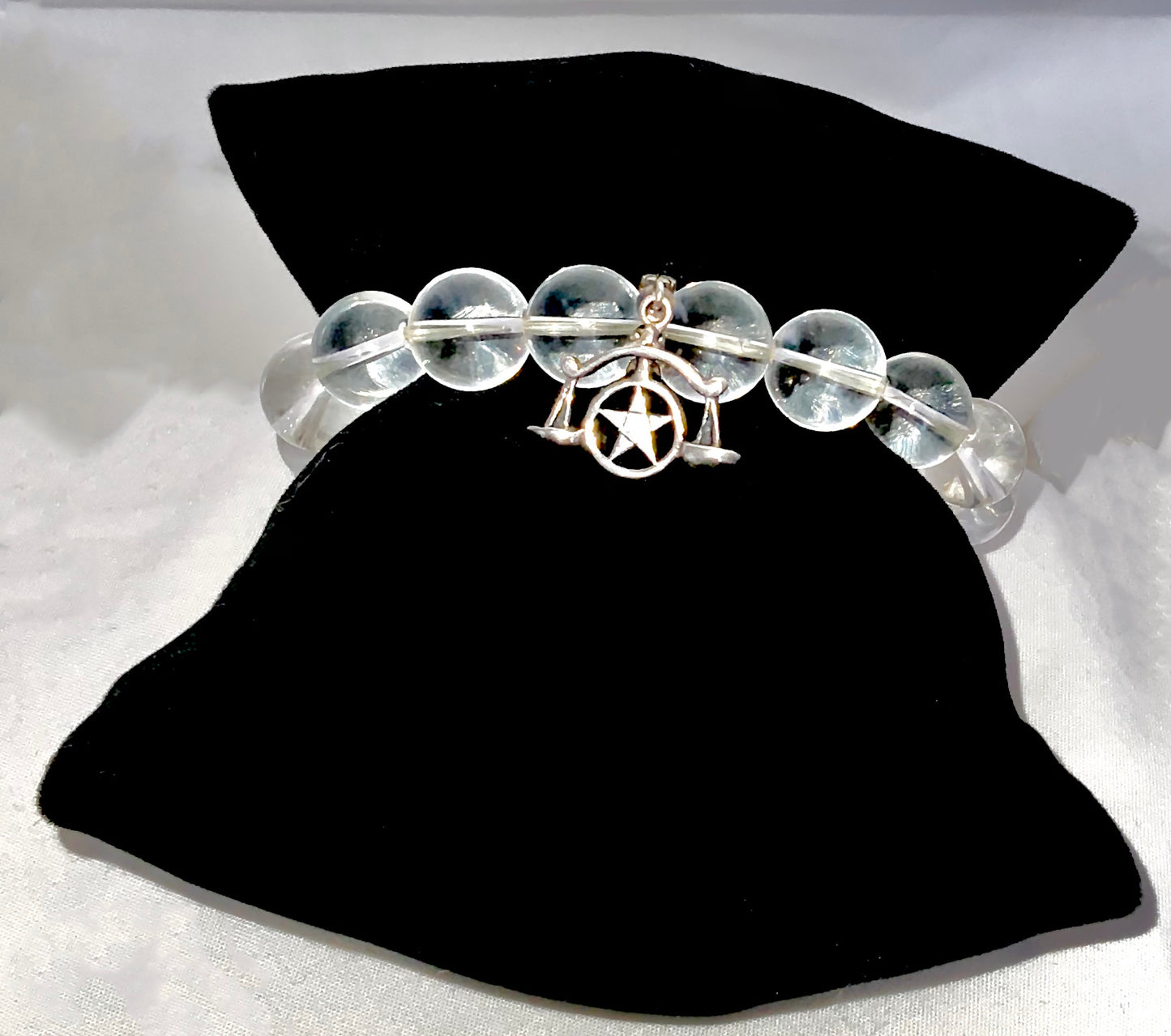 Crystal Quartz Bracelet with Silver Scale Charm