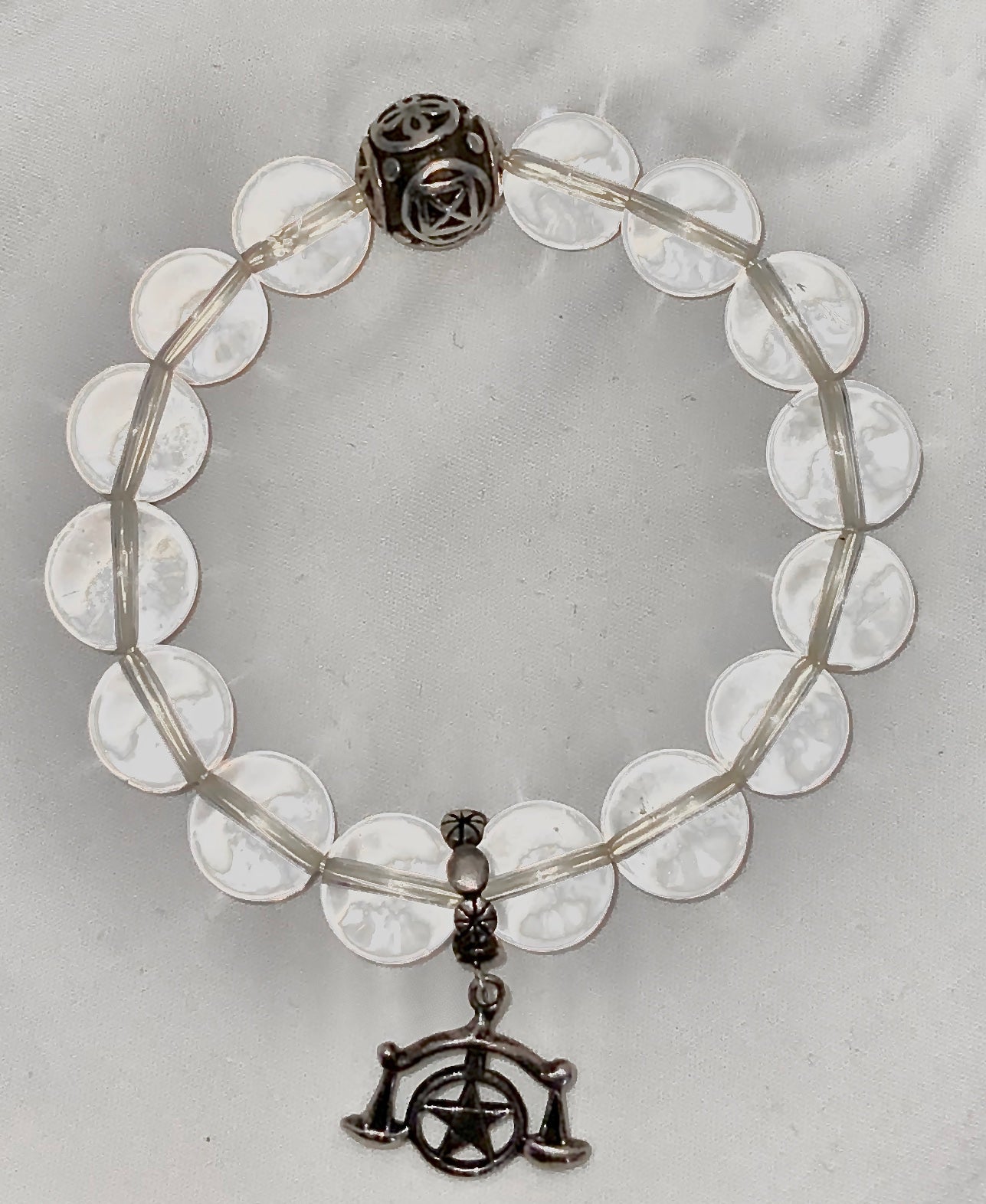 Crystal Quartz Bracelet with Silver Scale Charm