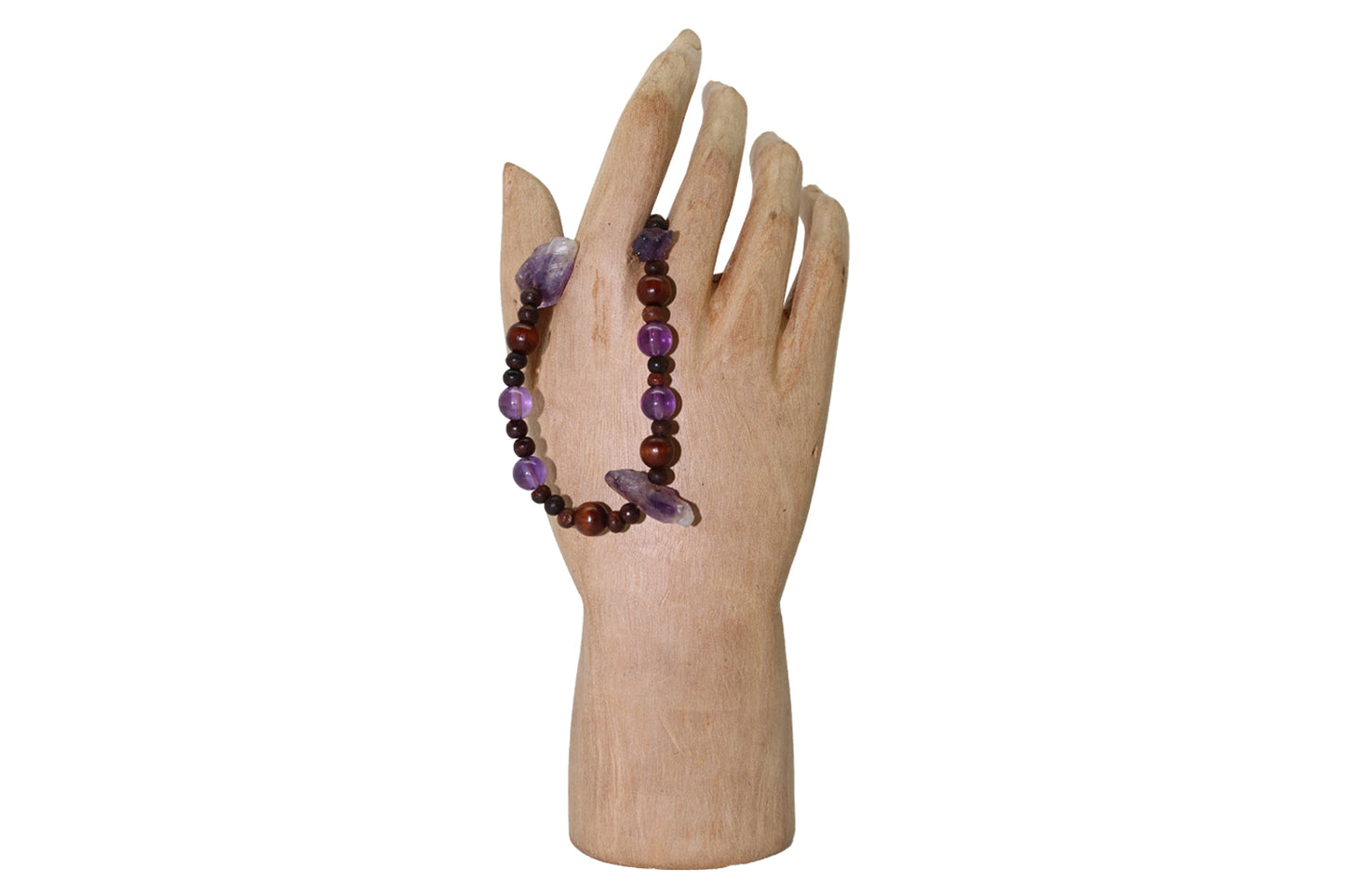 Raw Amethyst with Amethyst Wood Bead Bracelet
