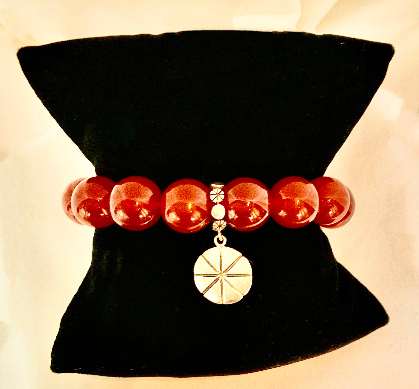 Red Agate polished with Charm