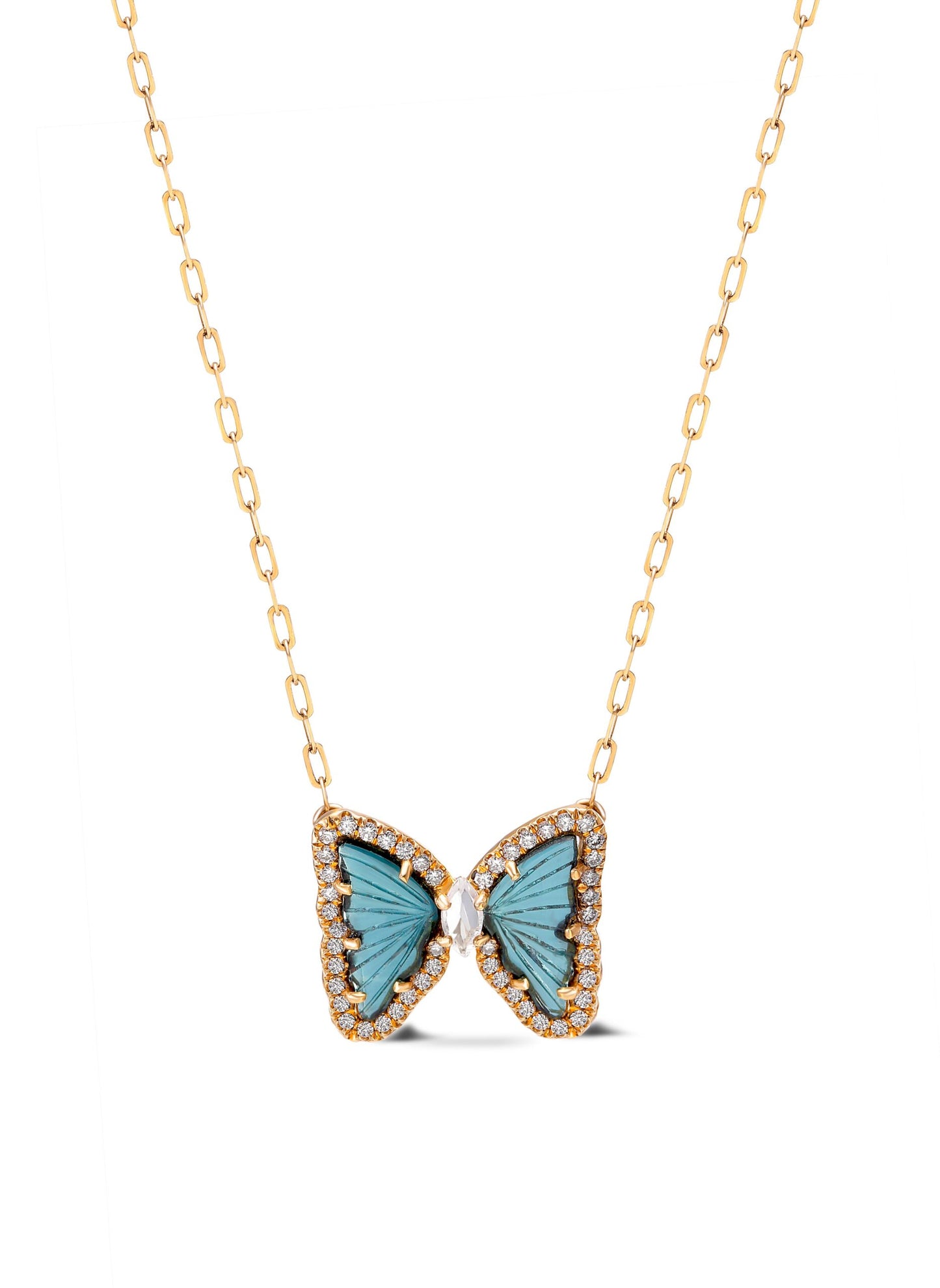 Hand-Carved Tourmaline and Diamond Butterflies
