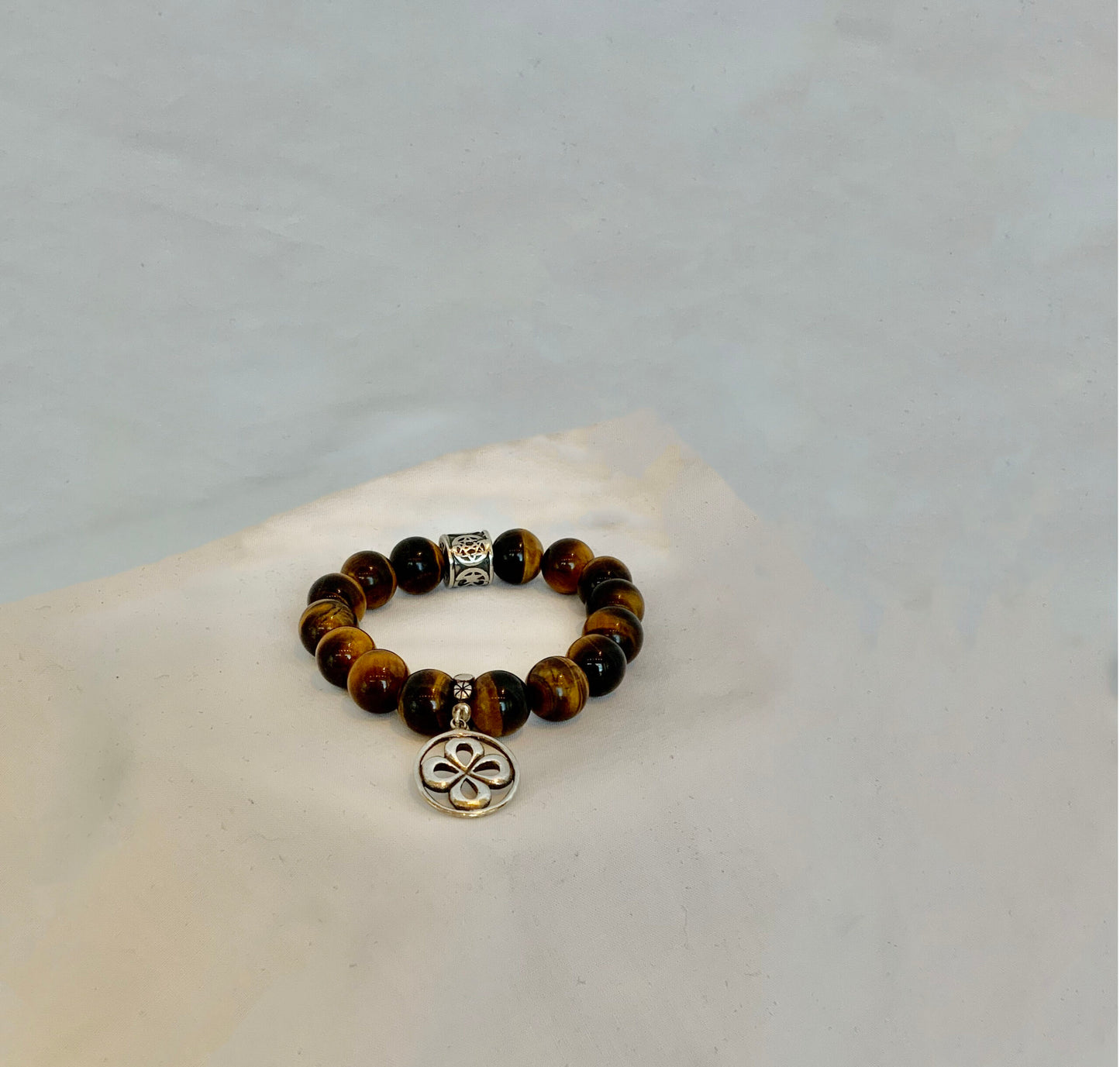 Tigers Eye Bracelet with Sterling Silver Charm