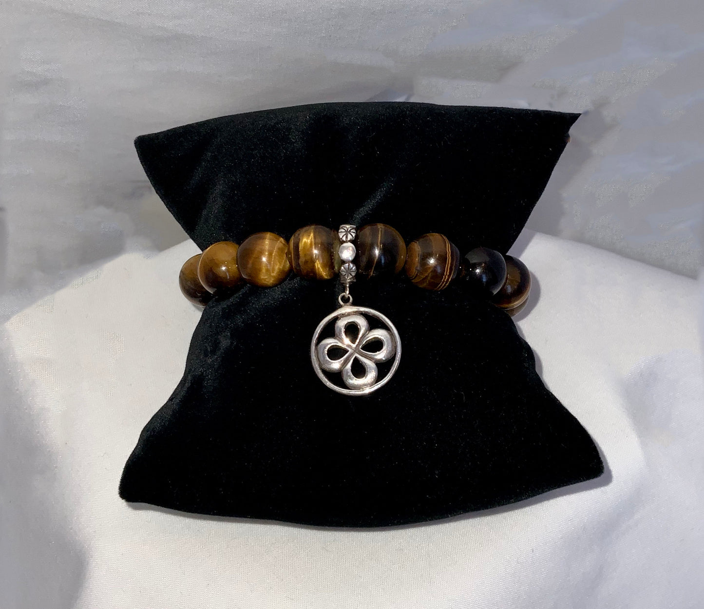 Tigers Eye Bracelet with Sterling Silver Charm
