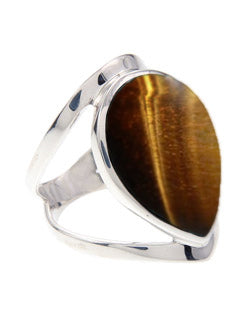 Tiger Eye Open Band Ring