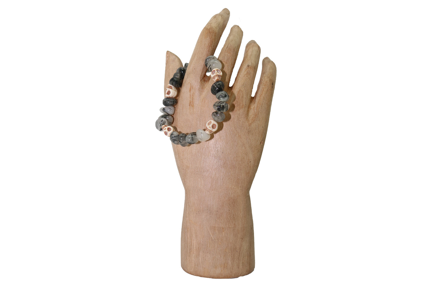 Tourmalinated Quartz with Skulls Bracelet