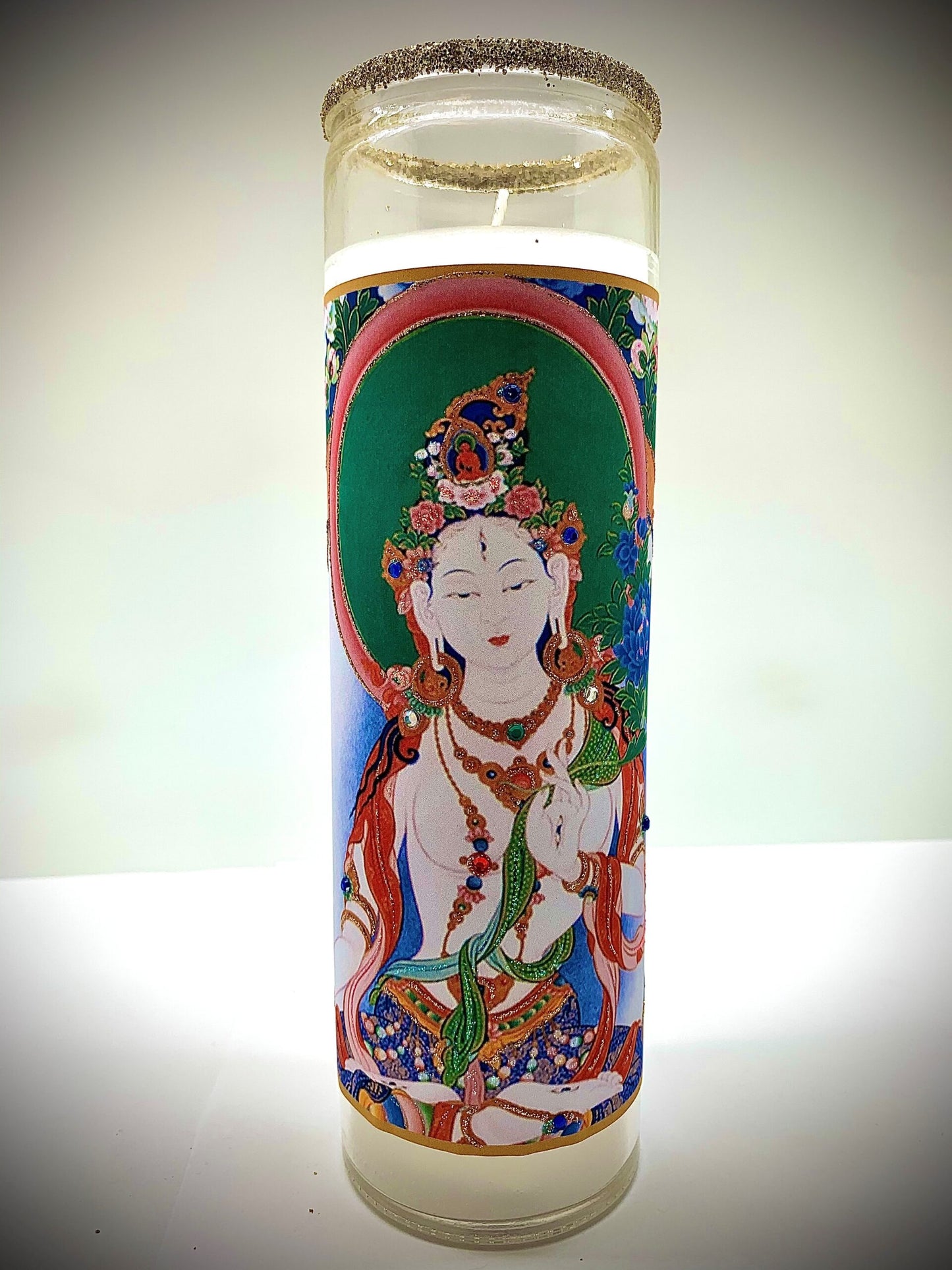White Tara Glitter Candle