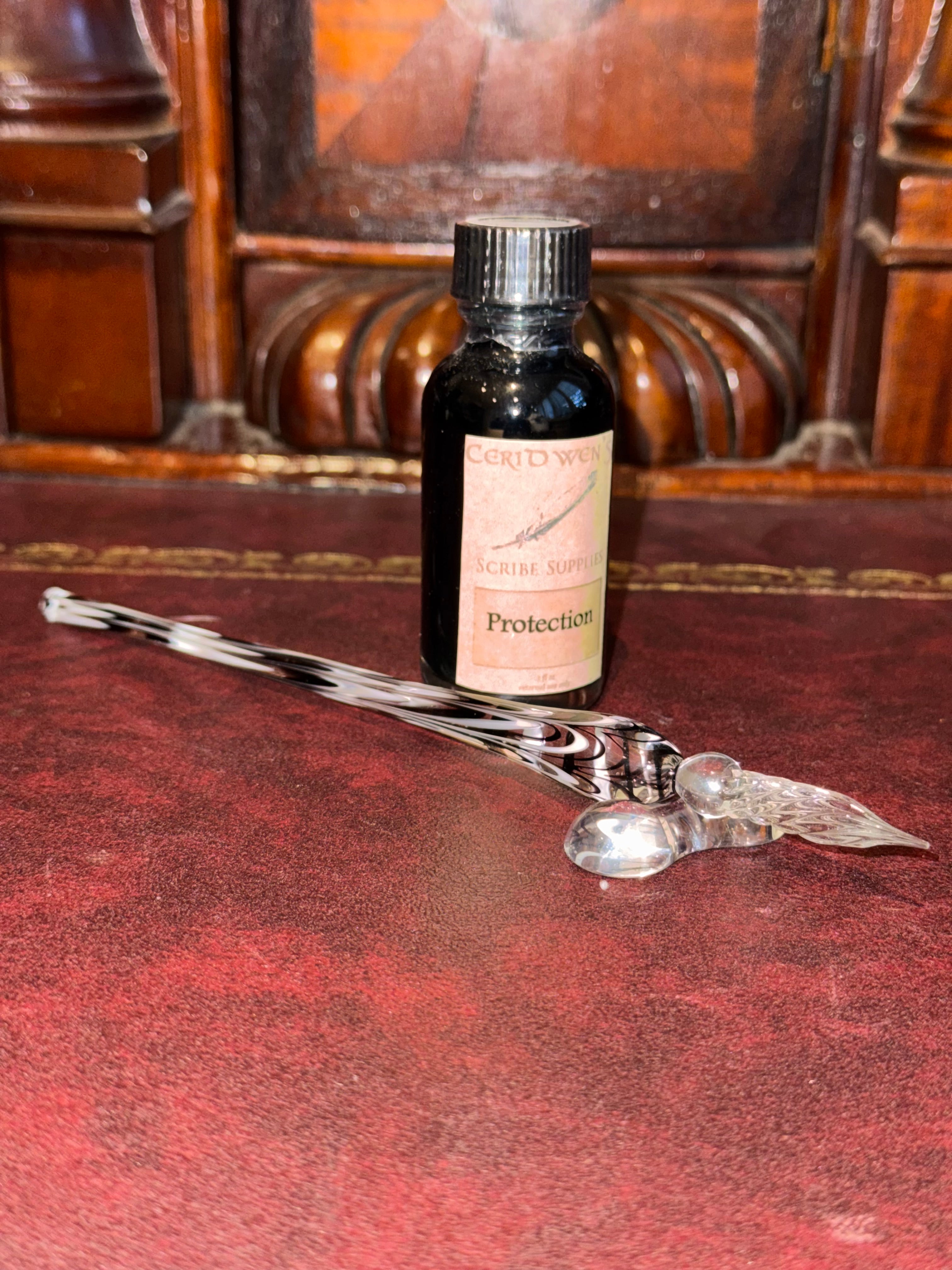 Glass Dip Pen - Black & White Swirls