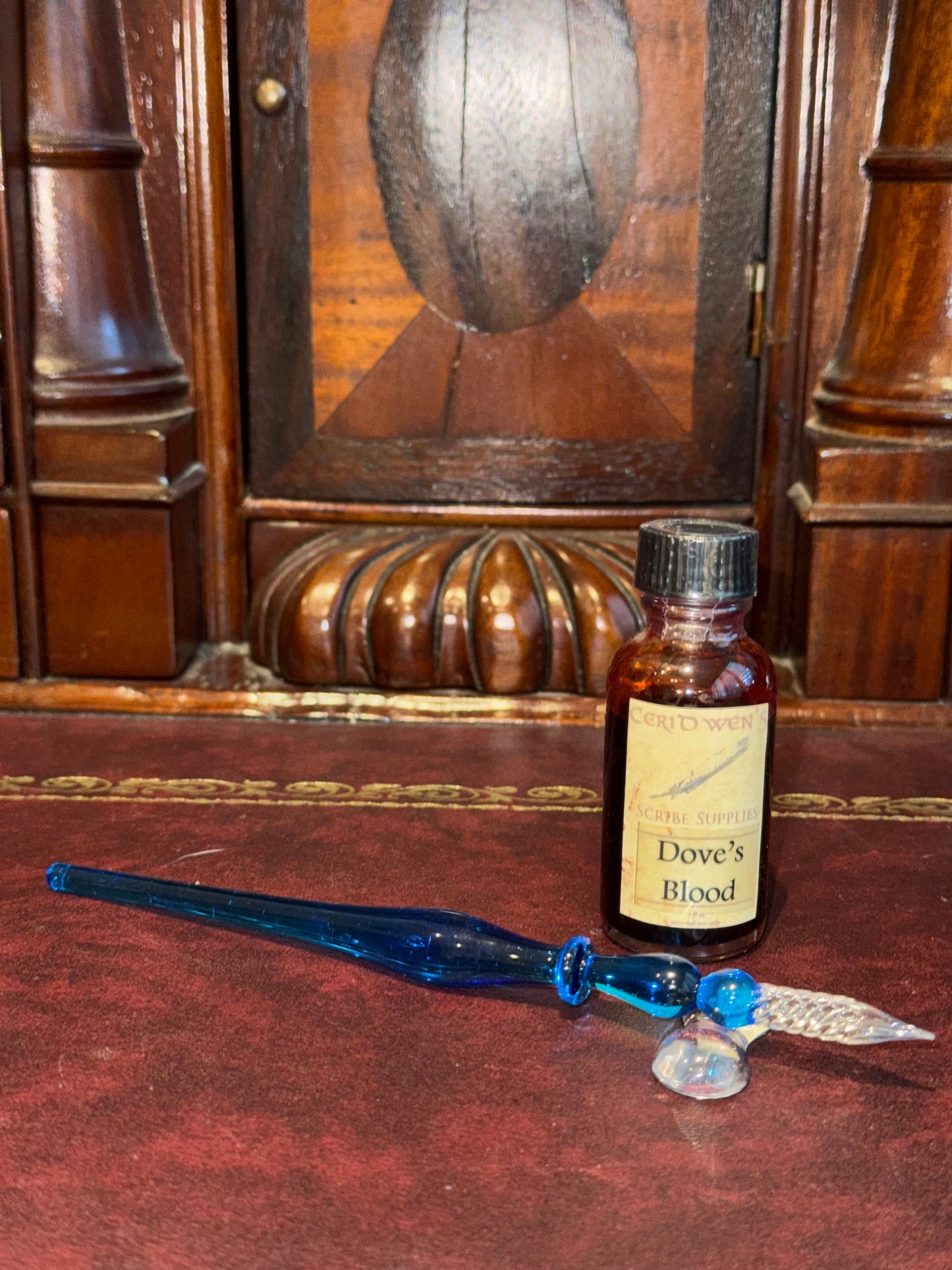 solid blue glass dip pen