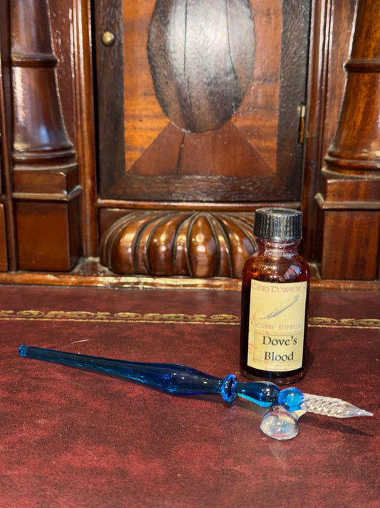 solid blue glass dip pen