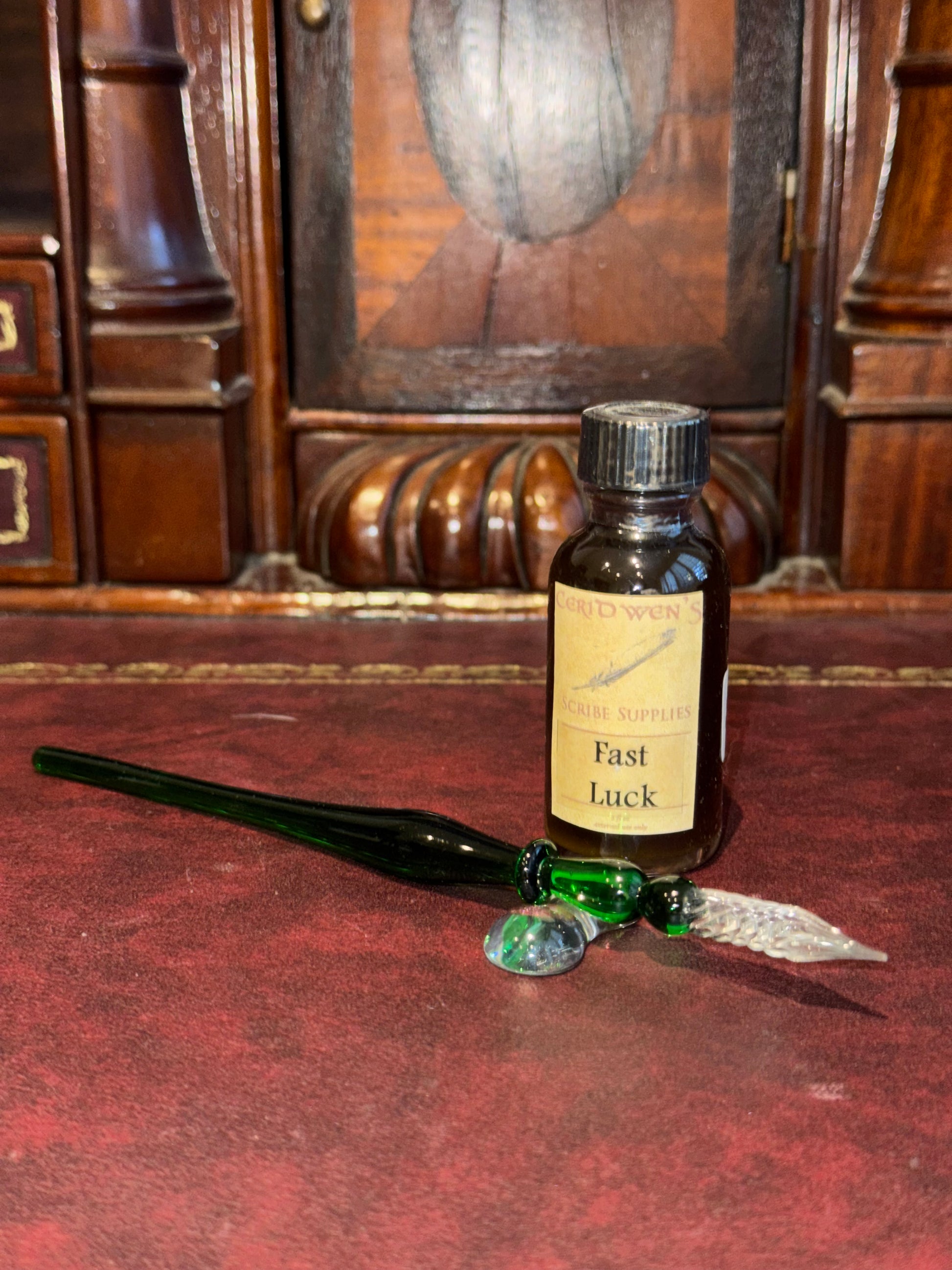 dark green glass dip pen