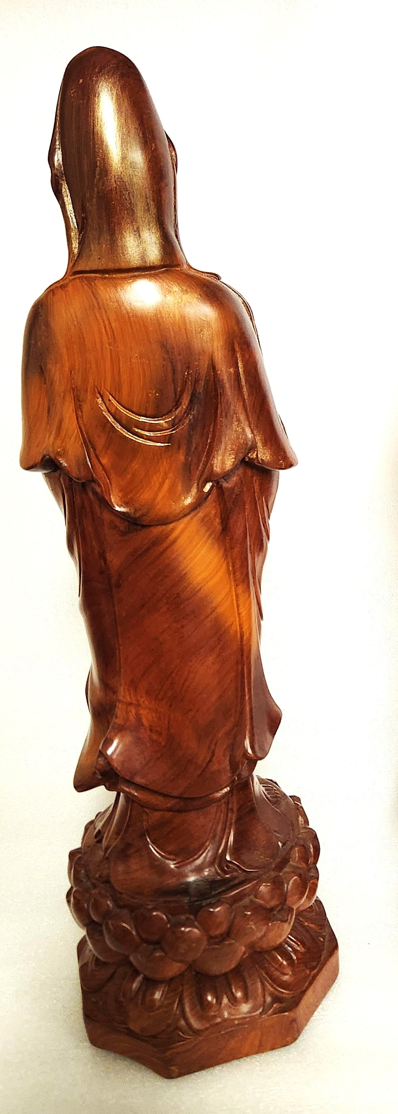 Kwan Yin to Alleviate Human Suffering Handcarved Wood Statue