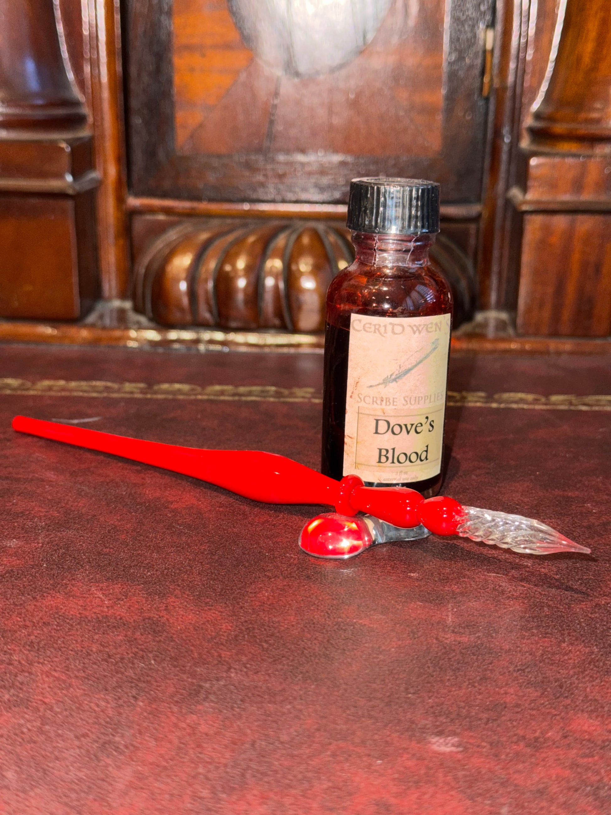 solid red glass dip pen