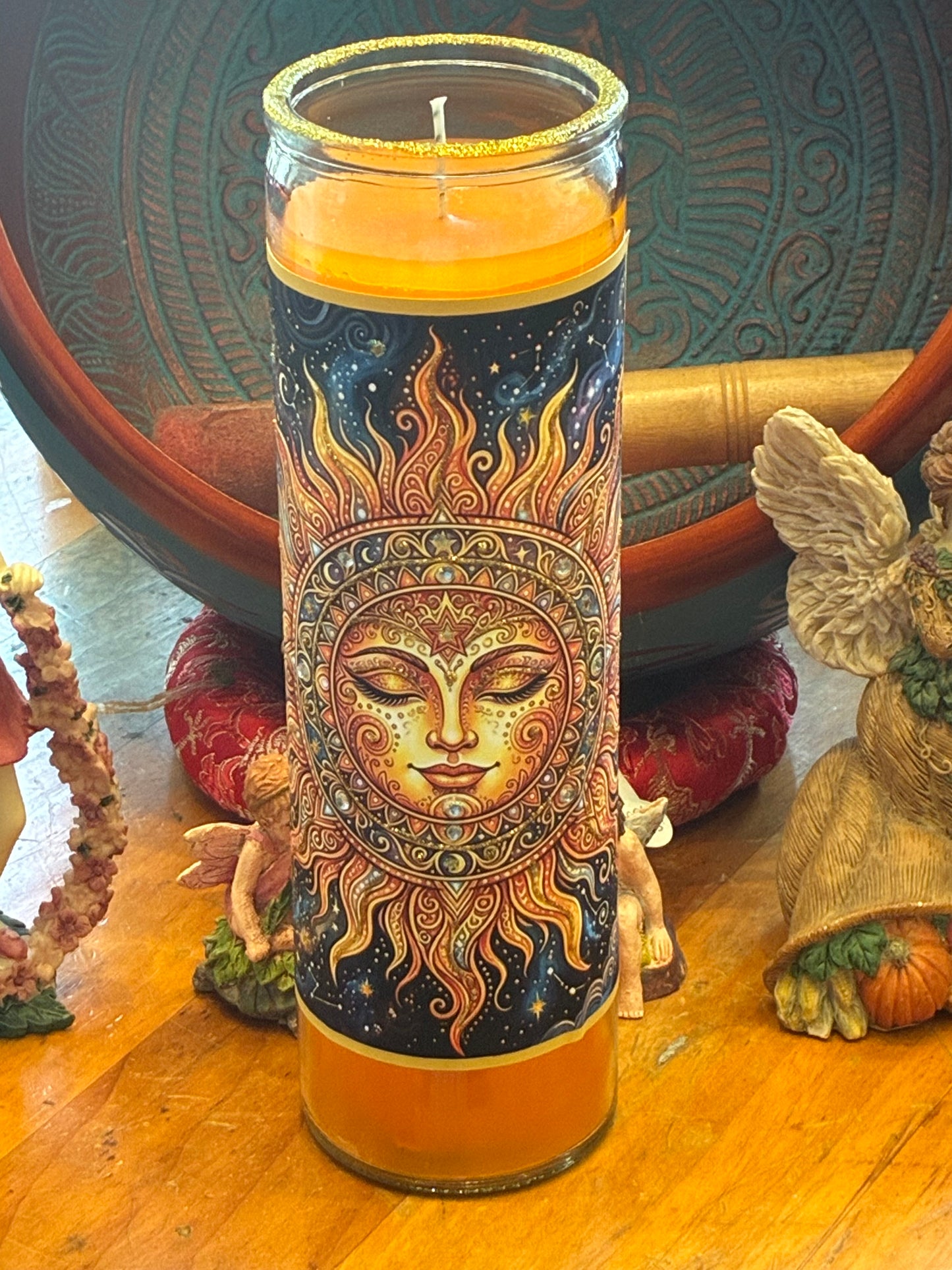 Summer Solstice Sun Glitter Candle