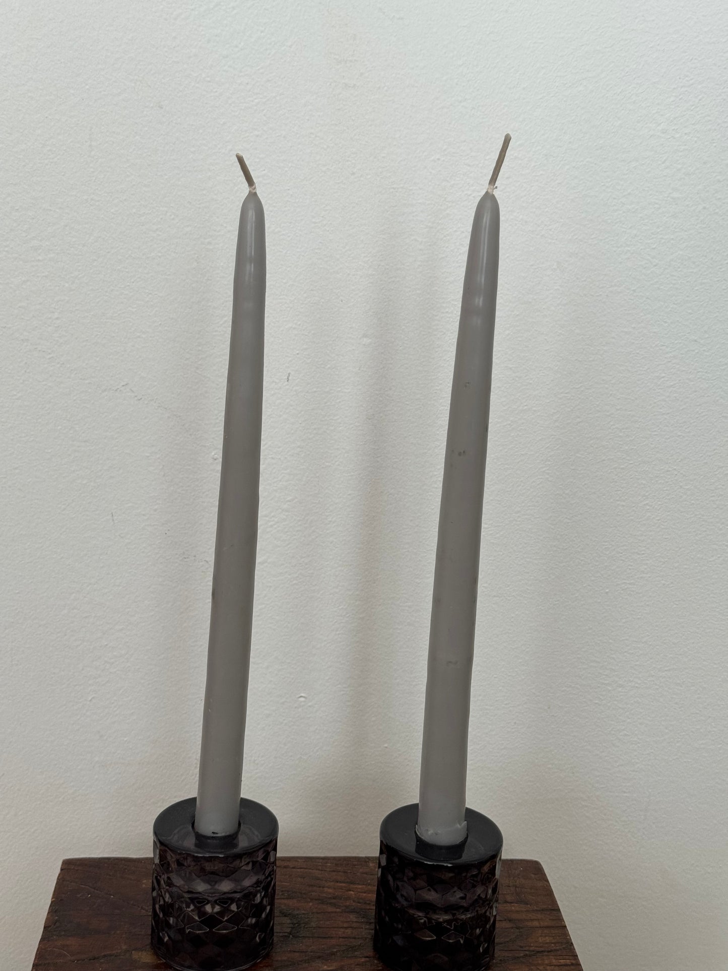 Gray Taper Candle - hand dipped