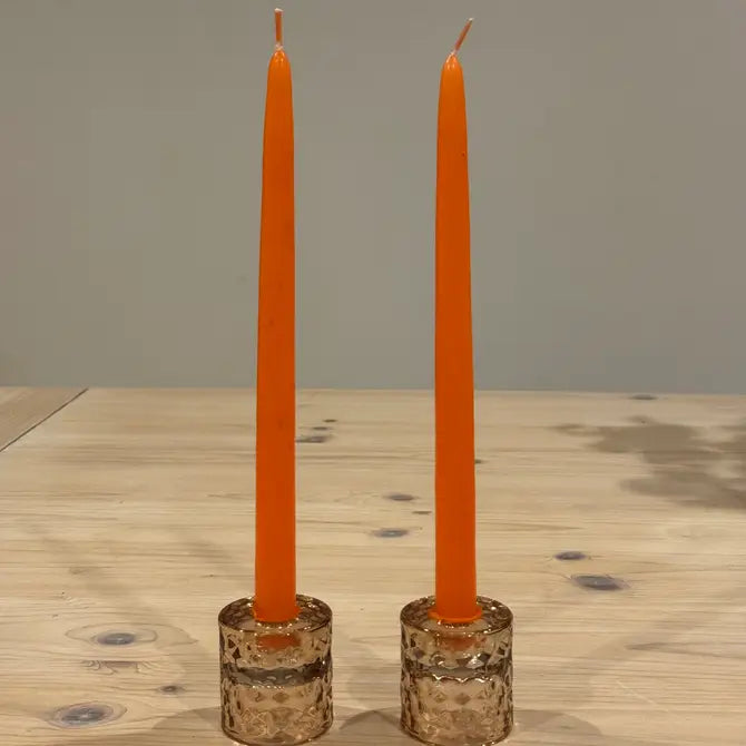Orange Taper Candle - hand dipped