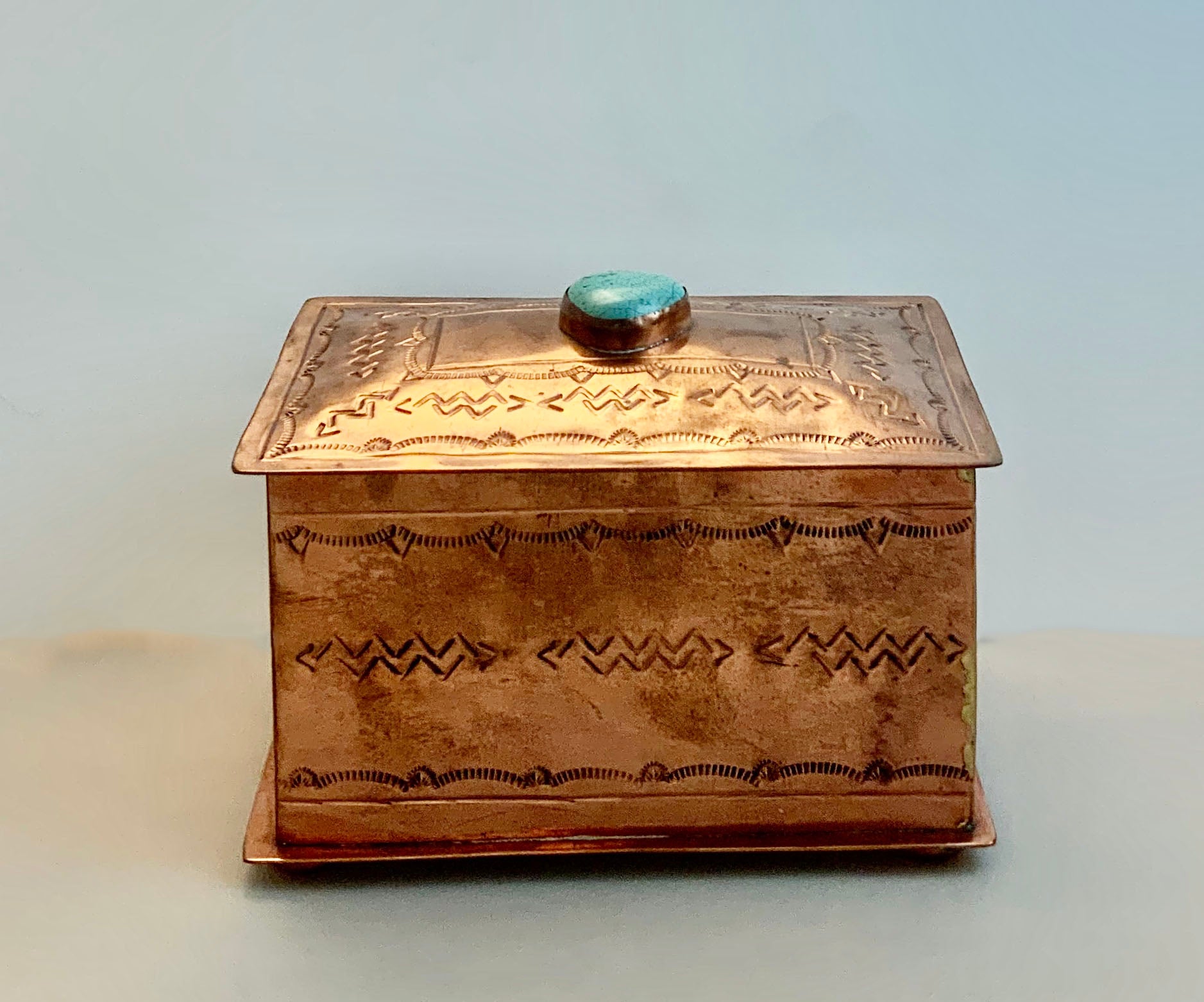 Copper Box with Turquoise Stone Accent – Objets d'Art & Spirit
