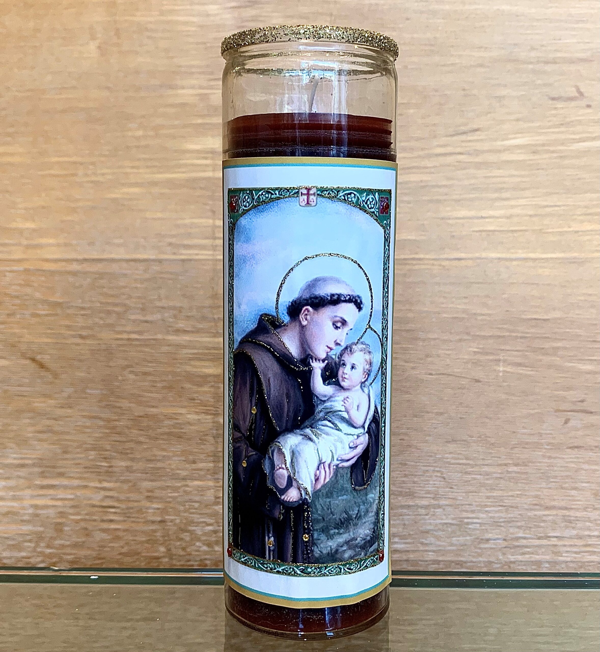 St. Anthony Glitter Candle
