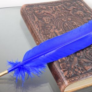 Blue Turkey Feather Quill Pen