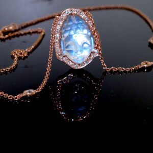 18K Moonstone Buddha Charm Necklace (Available on line only.)
