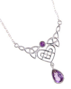 Heart Shaped Celtic Amethyst Necklace