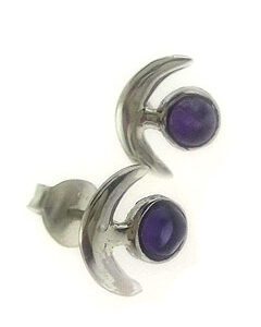 Witches Night Sterling Stud Earrings with Amethyst