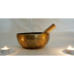 HAND BEATEN WITH CARVING SINGING BOWL