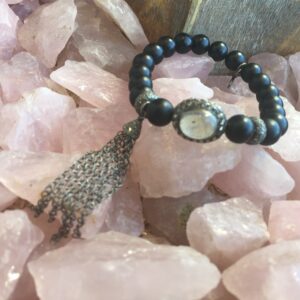 Onyx Moonstone and Diamond Bracelet